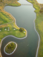 View of a golf course from a balloon