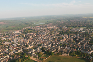 Oxford colleges photographed from a hot air balloon flight